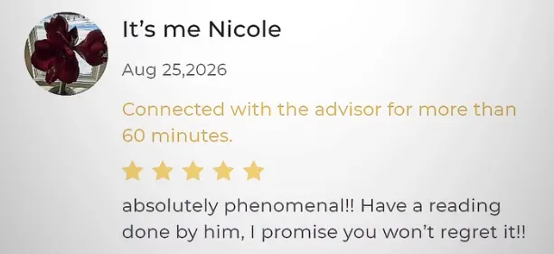 Screenshot of Nicole's review: Absolutely phenomenal!! Have a reading done by him, I promise you won't regret it!!