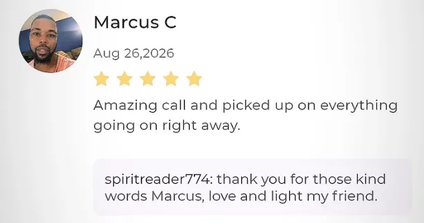 Screenshot of Marcus C.'s review: Amazing call and picked up on everything going on right away.
