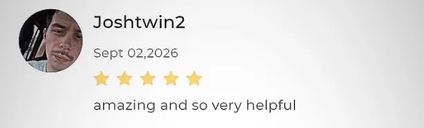 Screenshot of Josh's review: Amazing and so very helpful.